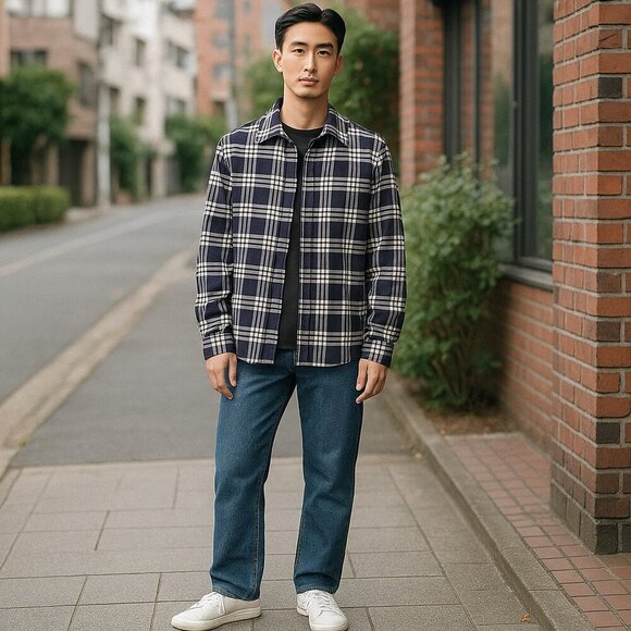 Untuckit Shirt Mens Delucca Blue Plaid Lightweight Button Down Shirt Men's Large - Picture 1 of 4